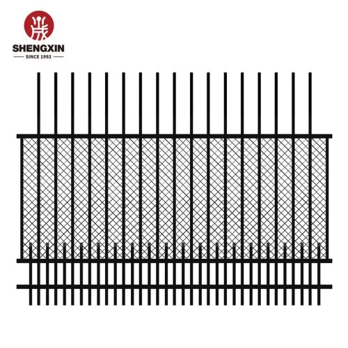Powder Coated Steel Fence 6Ft By 2M Balcony Colour Outdoor Garden Profile Fram Metal Pipe Iron Steel Fence With Doors Manufactory