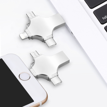 Multifunction Metal Memoria USB Stick Otg Type-c Micro USB Ior iphone Ipad Pen Drive 64g
