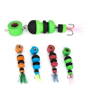 8 cm Polychrome Foam Bait with 2 Treble Hooks for Bass Fishing