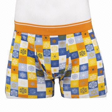 Men's Prints/Boys' Briefs, Made of 95% Cotton/5% Spandex, Double Layered Lined C