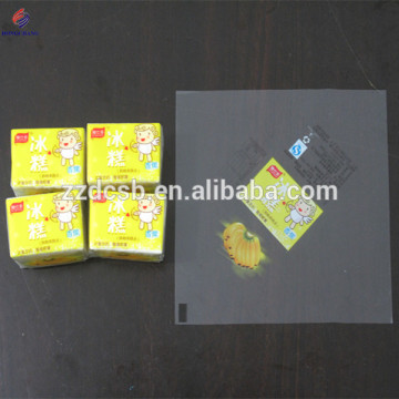 High transparent plastic bopp food wrapping film sheet with artwork printing for cake packaging of multiple tastes