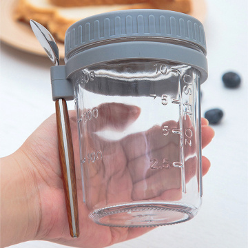 Portable Elegant Glass Oat Cup for Sealed Overnight Yogurt and Oats
