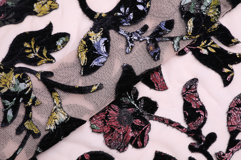 Velvet Laser Cut Embroidery Fabric