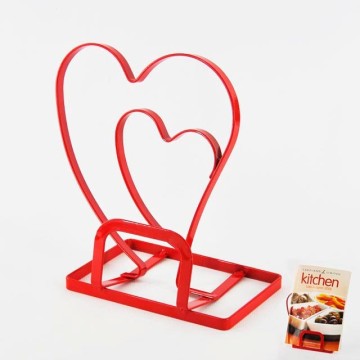 Standing Red Heart Shaped Metal Wire Book Holder