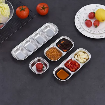 Korean Style Mini Square Stainless Steel Barbecue Spice Tray - Eco-Friendly Sauce Dish