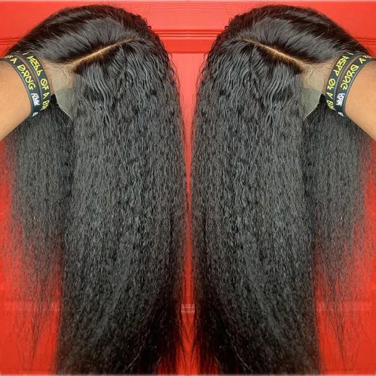 150% 180% Hd Lace Frontal Kinky Straight Human Hair Wigs,  Virgin Hair Wigs For Black Women, Yaki Straight Lace Front Wigs