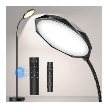 18W Bright Floor Lamp: Stepless Color & Brightness Adjustment, Timer, Remote & Touch Control, Eye-Care Reading Light