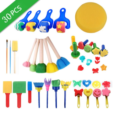 30 PCS DIY KADINLARI Boyama Araçları Plastik Tutar Köpük Boya Fırçaları Sanat Setleri Sünger Fırça Damga