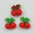 Manufacture Mini 16*16mm Cheapest Factory Supply Resin Cherry Fruit Beads Charms Cabochons for Decoration