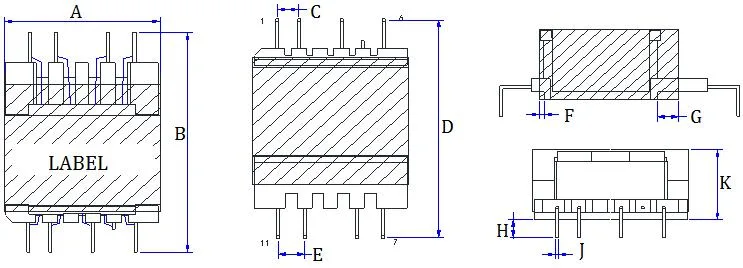 High Quality Electric Transformer EQ32 High Frequency Power Ferrite Core Transformer for Audio Equipments