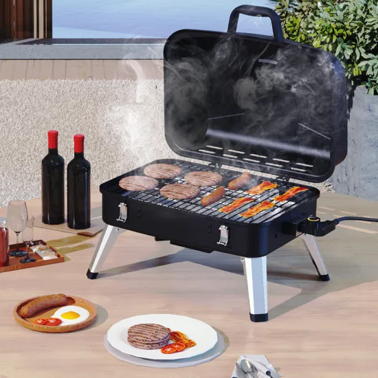 Indoor Tabletop Portable Electric Barbecue Grill Suitcase Mini Electric Bbq Grill With Foldable Legs