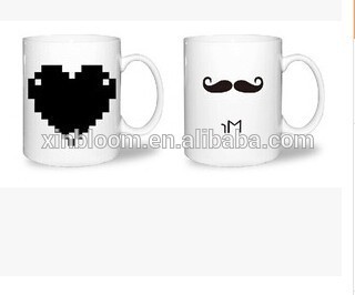 2015 new magic ceramic beard color changing mug,creative heat transfer printing cup