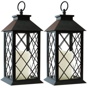 Vintage Candle Lantern with LED Flickering Flameless Candle