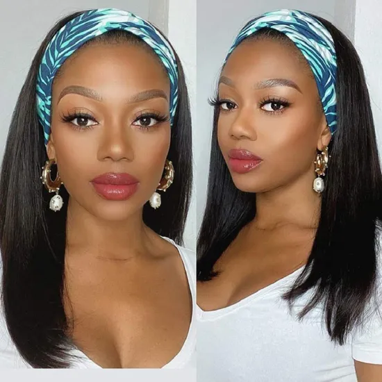 BIS Wholesale Straight Bob Headband Wig Human Hair For Black Women Raw Virgin Human Hair The Cheapest Headband Wigs 150 Density
