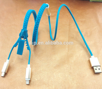 Cable manufacturer! micro usb cable for samsung usb cable 2 in 1 zipper earphone headphone