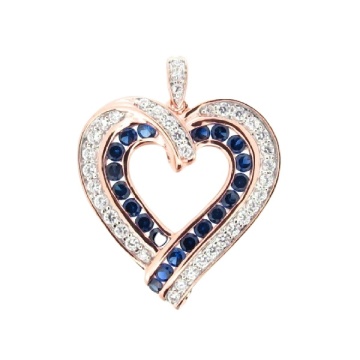 Wholesale solid gold jewelry sapphire diamond pendant