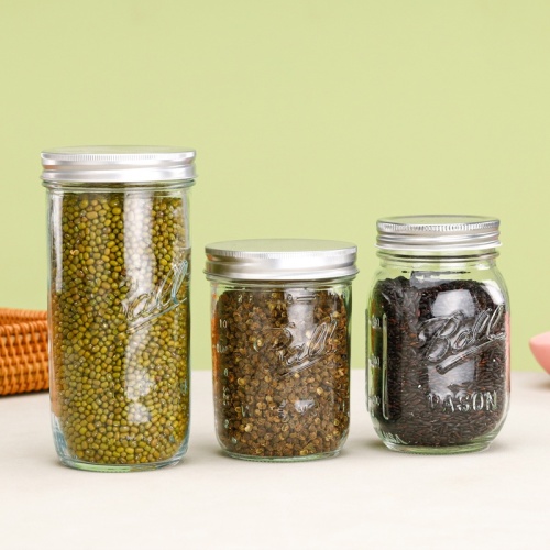 Jarra de pedreiro transparente - armazenamento de alimentos herméticos