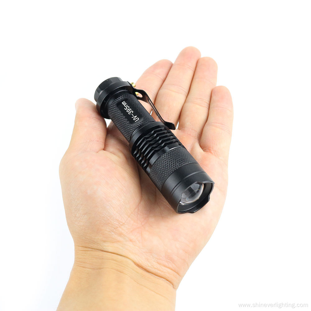 Portable Zoomable LED UV Torch Light With Clip