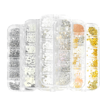 Nail Art Rhinestones Acrylic Colorful Exquisite DIY Nail Decoration with Box