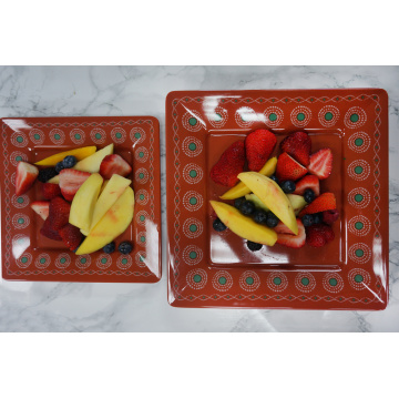 10.5" Melamine Square Plate Set of 6