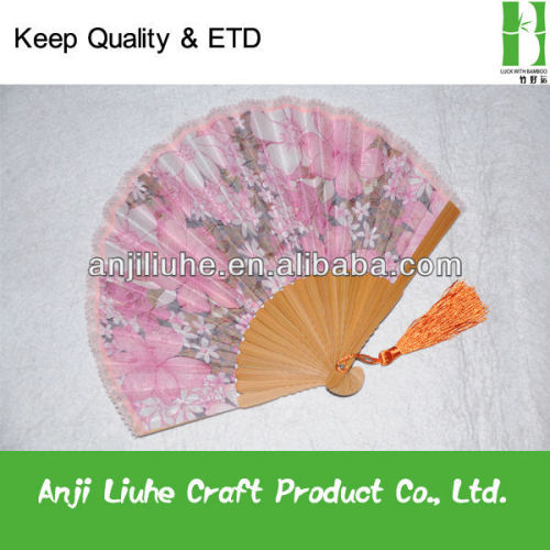 New Style Handicraft Cloth Bamboo Lace Fan