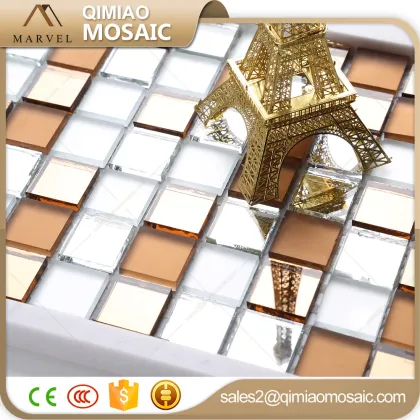 Bright Mirror Mix Frost Light Brown Glass Mosaic
