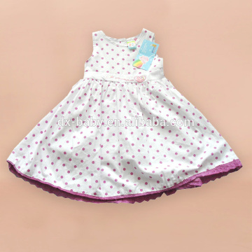 cotton children summer girls dresses printing+lace summer dresses