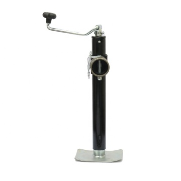 7000lbs RV Parts: Weld-On Pipe Mount Square Base Foot, 15 Inch Travel Black Powder Top Wind Trailer Jack Stand