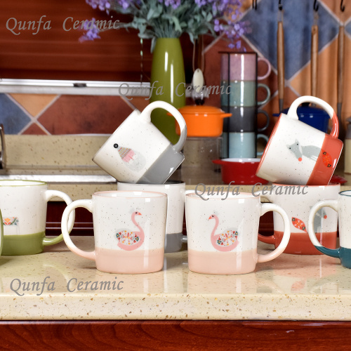 Custom Handle printed design couple ceramic mug