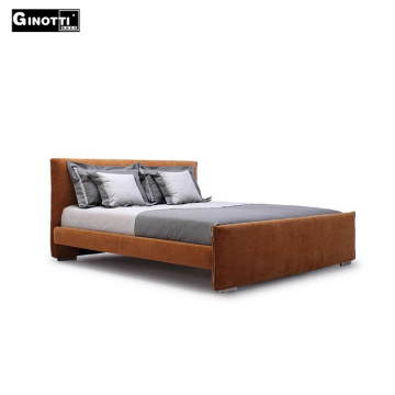 Latest design wood frame fabric cover king double bed