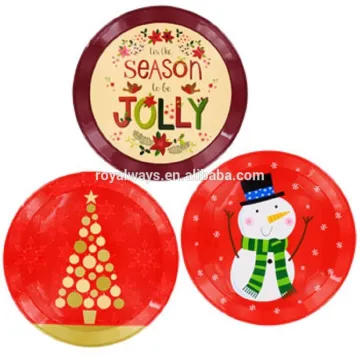 BPA free chrismas holiday round plastic serving tray