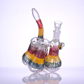 Pipe de gourde, tuyau d&#39;eau en verre borosilicate avec lignes colorées, tuyau en verre en pierre, bang en verre avec bol de 14 mm, narguilé en verre