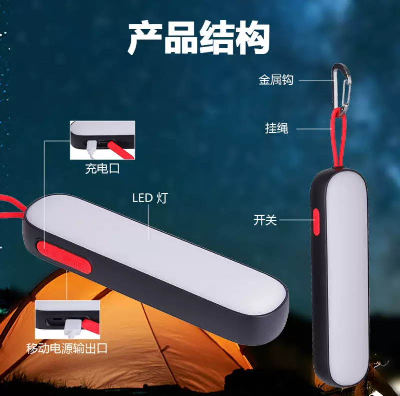 Rechargeable Work Light with SOS Function for Outdoor Camping