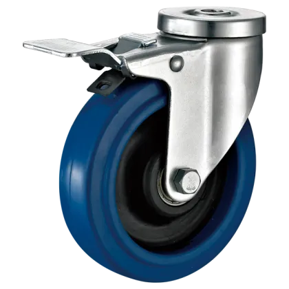 Blue elastic rubber caster trolley wheel