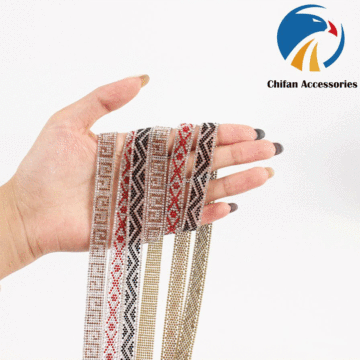 Geometric Rhinestone Decorative Ribbon for Fashion Accents