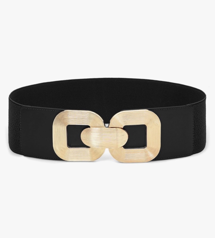 Wide Dress Belt with Gold Clasp
