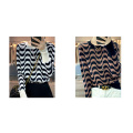 Corrugated wool knit pullover woman