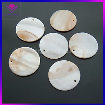 Round Mother of Pearl Slice White Double Flat Back Natural Gems