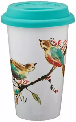 Exclusive Customized Handmade Double Wall Floral Ceramic Chirp Thermal Travel Mug
