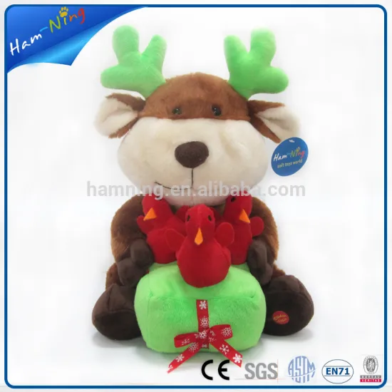 28CM light up christmas gift bag decorations moving santa snowman and reindeer