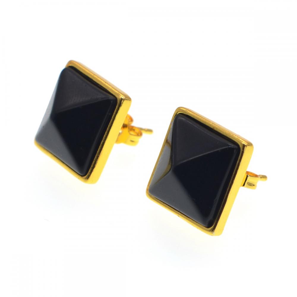 Onyx noir anniversaire pierre boucles d&#39;oreilles