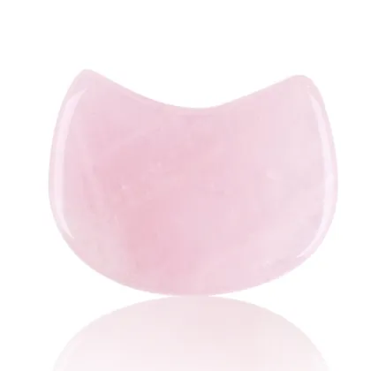 Gemstone 60MM Cat Head Gua Sha Board Natural Rose Quartz Facial Beauty Massager Crescent Moon Small Cat Crystal Gua Sha Board