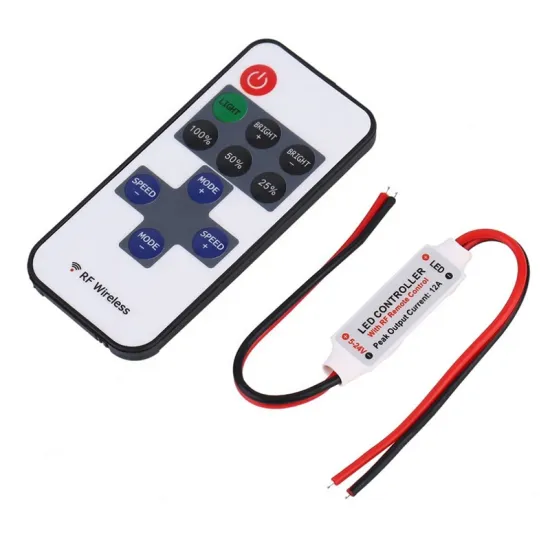 12A DC 5V-24V Wireless RF Remote Control LED Strip Light Dimmer