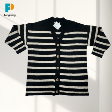 Siyah Beyaz Çizgili Kısa Kollu Hırka