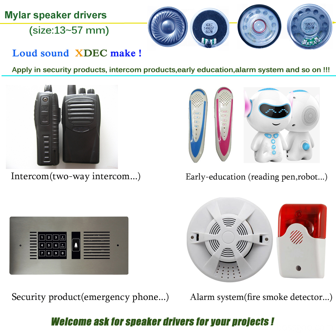 45mm 20ohm 1w clear loud intercom speaker