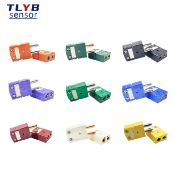 K-Type Thermocouple Plug Connector - Male/Female Temperature Measuring Wire Yellow Flat Plug
