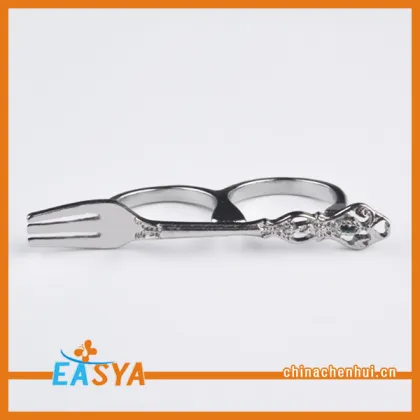 Fashion Long Silver Spoon Cheap Two Finger Ring
