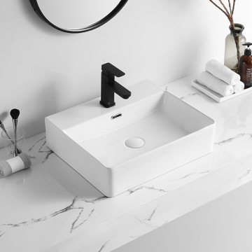 White Rectangular Countertop Lavabo Sink