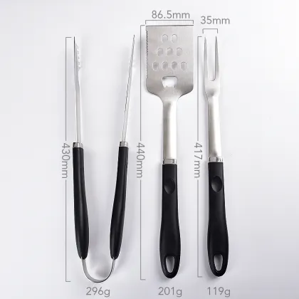 Black PP Handle 3PCS Stainless Steel bbq Tools Set