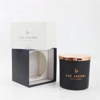 Custom 10oz Matte Black & White Glass Candle Jars with Metal Lid & Packaging Box